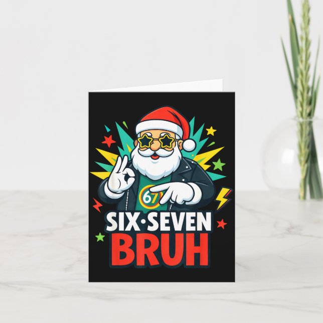 Bruh 67 Six Seven 6 7 Meme Gen Alpha Christmas Gen Card (Front)