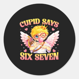 Bruh 67 Six Seven 6 7 Meme Valentines Funny Women  Classic Round Sticker