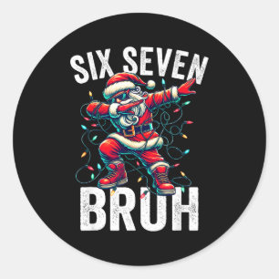 Bruh 67 Six Seven Santa Dabbing Christmas Meme Boy Classic Round Sticker