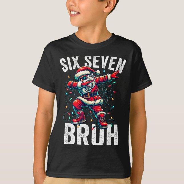 Bruh 67 Six Seven Santa Dabbing Christmas Meme Boy T-Shirt (Front)