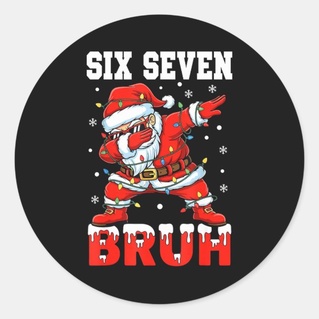 Bruh 67 Six Seven Santa Dabbing Christmas Men Boys Classic Round Sticker (Front)