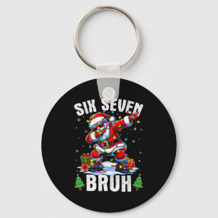 Bruh 67 Six Seven Santa Dabbing Christmas Shirts B Key Ring