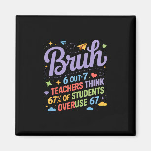 Bruh 67 Teachers Meme Funny School Quote Magnet