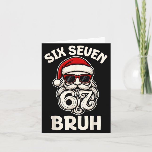 Bruh 6 7 Christmas 67 Santa Six Seven Christmas Bo Card (Front)