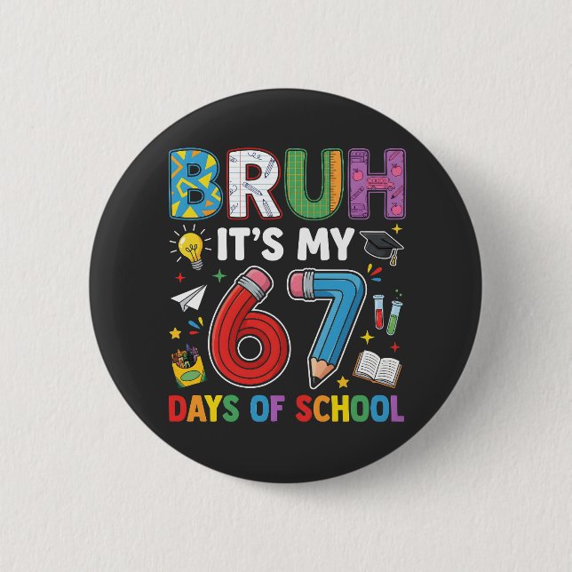 Bruh 6 7 Days Funny Retro Cm Round Badge (Front)