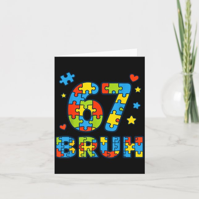 Bruh 6 7 Funny Six Seven Autism Awareness Kids Tea Card (Front)