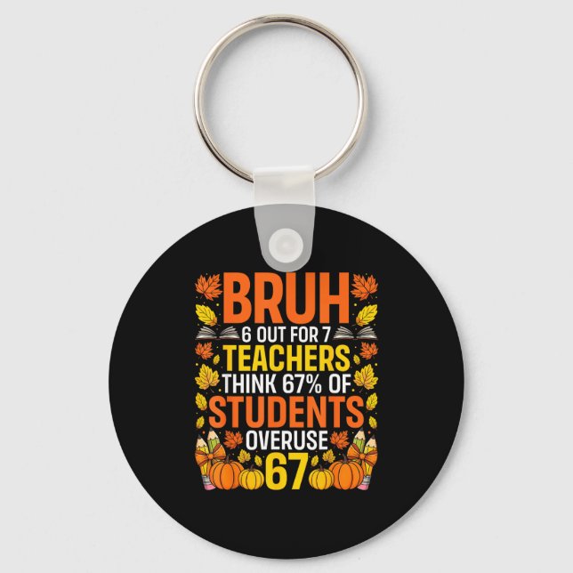 Bruh 6 Out Of 7 Teachers Think 67% Of Students Ove Key Ring (Front)
