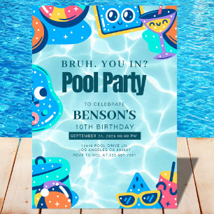 BRUH, are you in? Swimming Boy Birthday Invitation