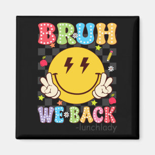 Bruh Back Lunch Lady Retro Smile Face Dalmatian Magnet