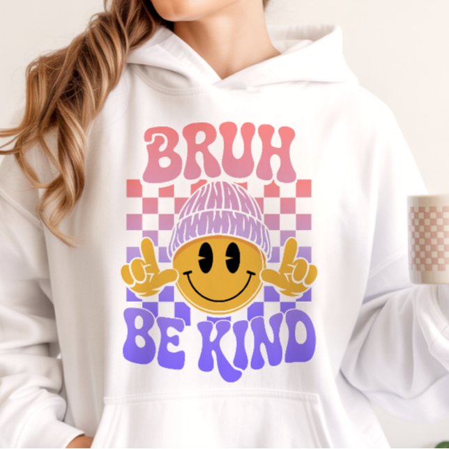 Bruh Be Kind Happy Face Beanie Pastel Gradient Hoodie (Creator Uploaded)
