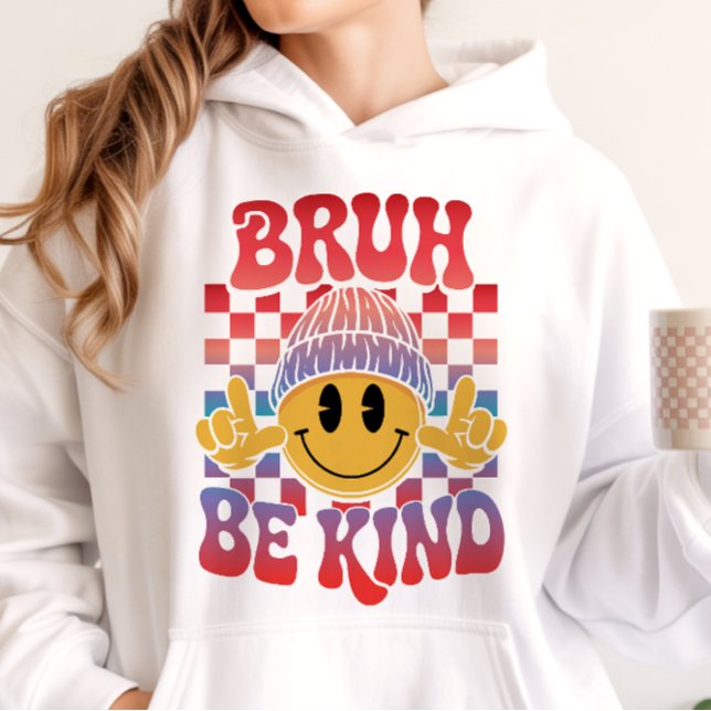 Bruh Be Kind Happy Face Beanie Red Purple Hoodie (Creator Uploaded)