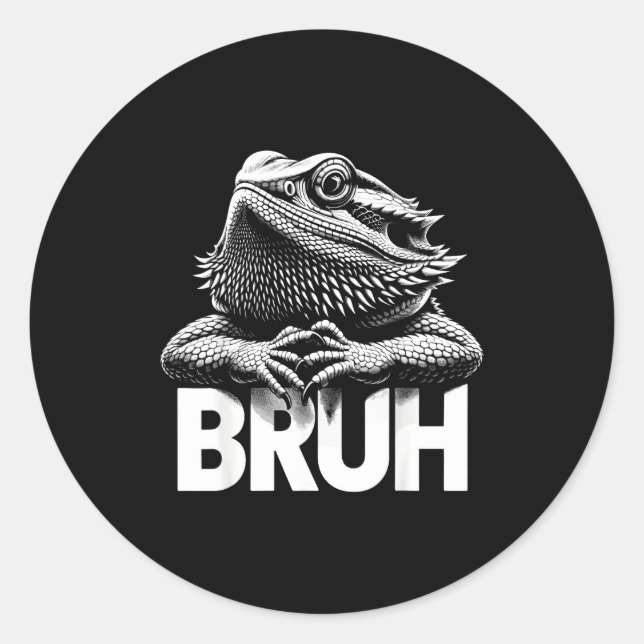 Bruh Bearded Dragon  Classic Round Sticker (Front)