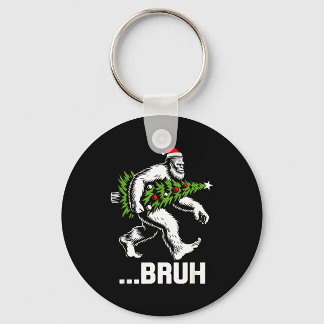 Bruh Bigfoot Christmas Funny Christmas Tree Xmas S Key Ring (Front)