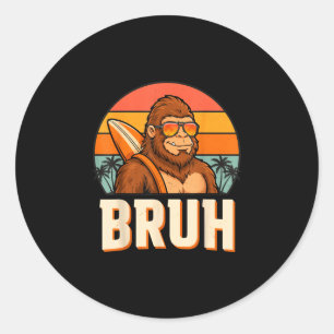 Bruh bigfoot meme graphic boys men funny sasquatch classic round sticker