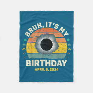 Bruh Birthday Vintage Solar Eclipse Design Fleece Blanket