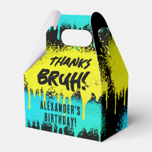 Bruh Boy's Birthday Neon Graffiti Yellow Teal Favour Box