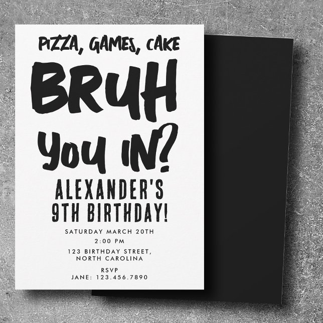 Bruh Boy's Teenager Birthday Party Teen Boy Invitation (Bruh Boy's Teenager Birthday Party Teen Boy Invitation)