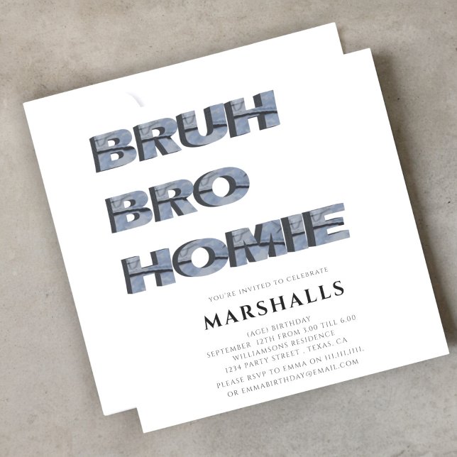 bruh bro homie  boys modern 3D typography  Invitation (Creator Uploaded)