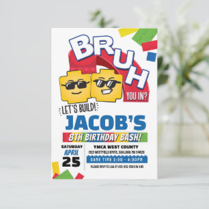Bruh Building Block Birthday Invitation