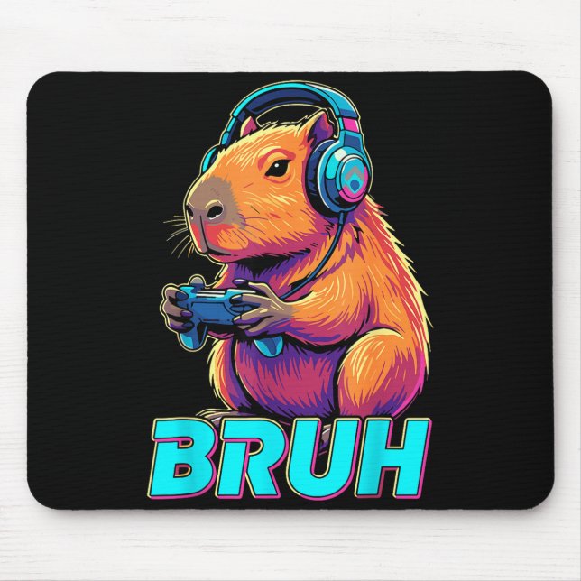 Bruh Capybara Funny Video Games Capybaras  Mouse Pad (Front)