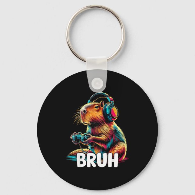 Bruh Capybaras Funny Video Games Capybara  Key Ring (Front)