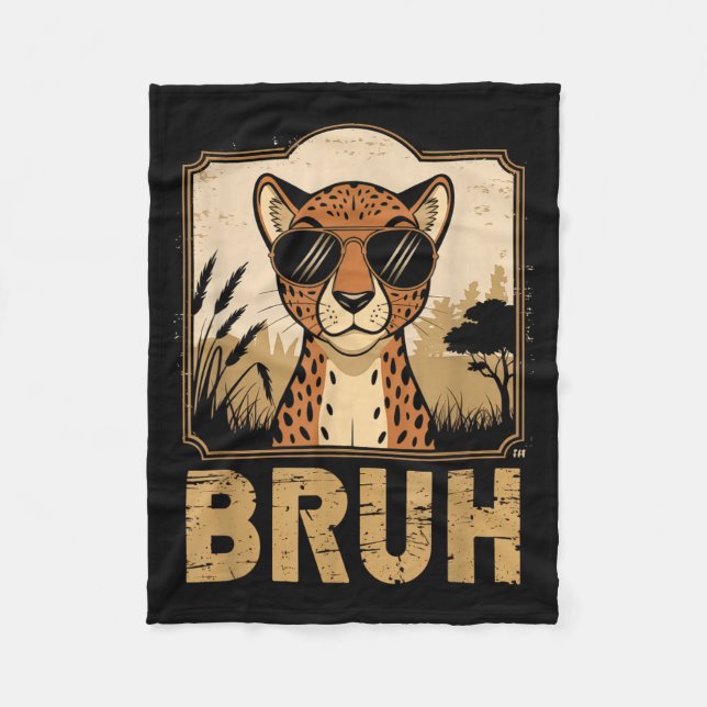 Bruh Cheetah Fleece Blanket (Front)