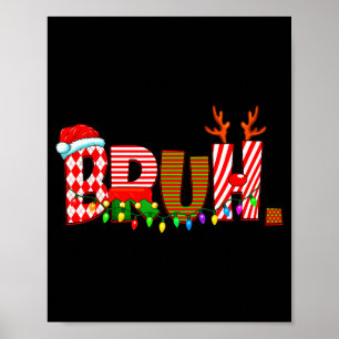 Bruh Christmas Costume Xmas Elf Santa Rudolph Pjs  Poster