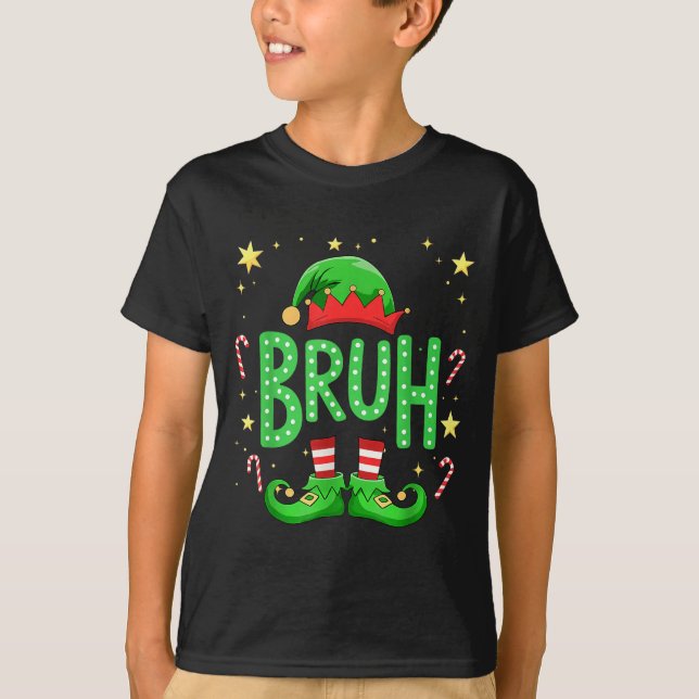 Bruh Christmas Elf Funny Xmas Kids Boys Christmas  T-Shirt (Front)