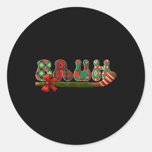 Bruh Christmas Ice Hockey Goalie Player  Classic Round Sticker