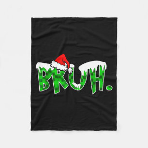 Bruh Christmas Kids Teens Boys Funny Christmas Hum Fleece Blanket