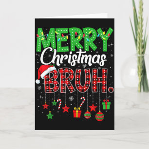 Bruh Christmas Red Plaid Teens Boys Kids Xmas Paja Card