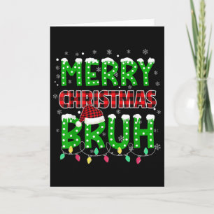 Bruh Christmas Red Plaid Teens Boys Kids Xmas Paja Card