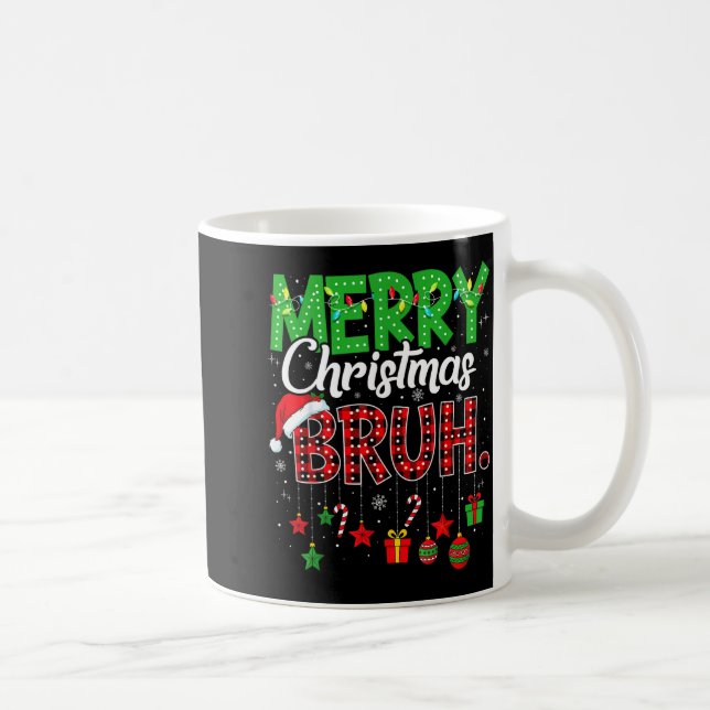 Bruh Christmas Red Plaid Teens Boys Kids Xmas Paja Coffee Mug (Right)