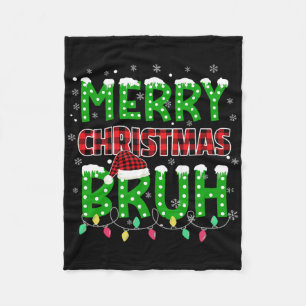 Bruh Christmas Red Plaid Teens Boys Kids Xmas Paja Fleece Blanket