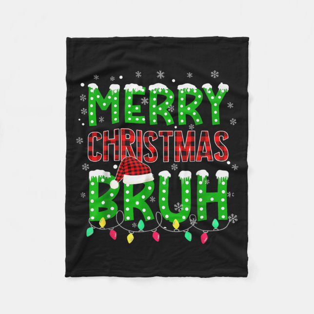 Bruh Christmas Red Plaid Teens Boys Kids Xmas Paja Fleece Blanket (Front)