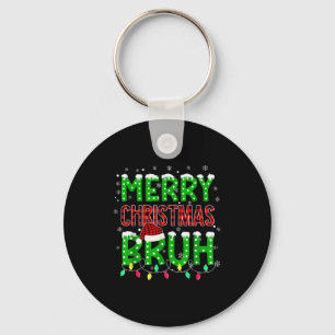 Bruh Christmas Red Plaid Teens Boys Kids Xmas Paja Key Ring