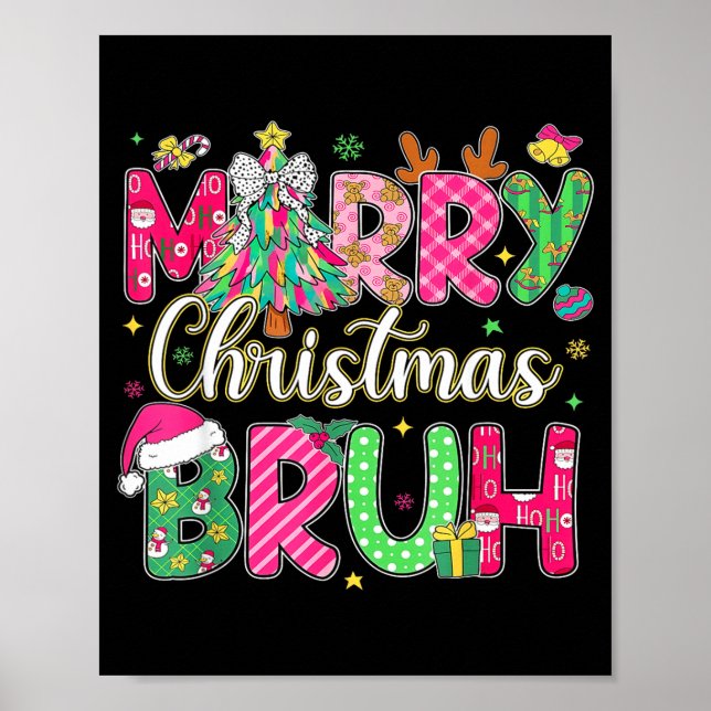Bruh Christmas Shirt Kids Xmas Men Teen Boys Funny Poster (Front)