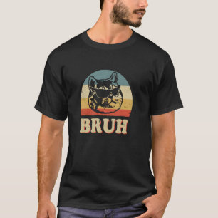 Bruh Cool Cat with Glasses Distressed Sunset T-Shirt