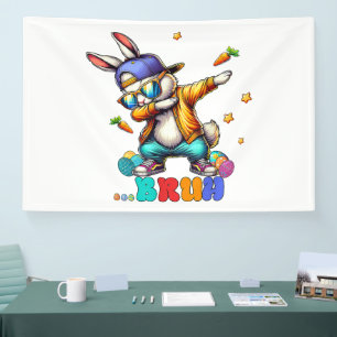 Bruh Dab Bunny Easter Funny Banner