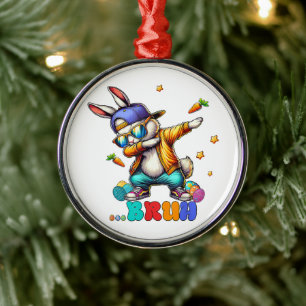 Bruh Dab Bunny Easter Funny Metal Tree Decoration