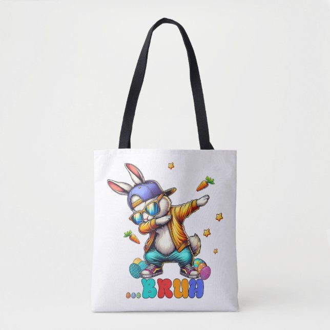 Bruh Dab Bunny Easter Funny Tote Bag (Front)