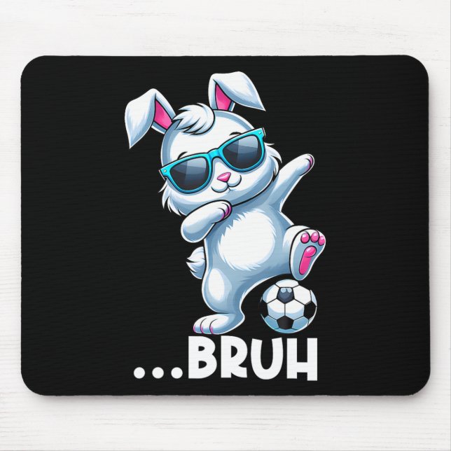 Bruh Dab Bunny Playing Soccer Dabbing Easter Day B Mouse Pad (Front)