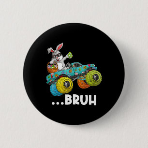 Bruh Dabbing Bunny Happy Easter Monster Truck Love 6 Cm Round Badge