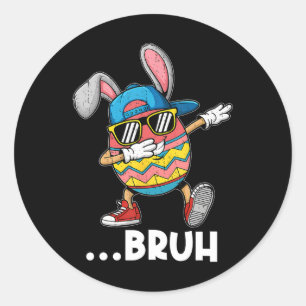 Bruh Dabbing Easter Egg Bunny Cute Dab Dance Boys Classic Round Sticker