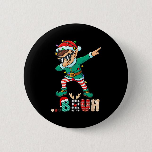 Bruh Dabbing Elf Funny Kids Boys Mens Christmas Ma 6 Cm Round Badge (Front)
