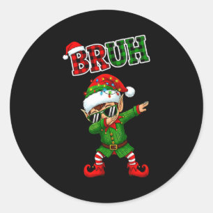 Bruh Dabbing Elf Funny Kids Years Pajamas Christma Classic Round Sticker