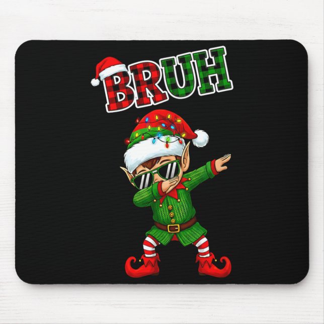 Bruh Dabbing Elf Funny Kids Years Pajamas Christma Mouse Pad (Front)