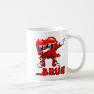 Bruh Dabbing Heart Funny Kids Boys Mens Valentine  Coffee Mug