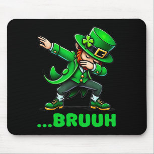 Bruh Dabbing Leprechaunn Funny St Patricks Day Ret Mouse Pad