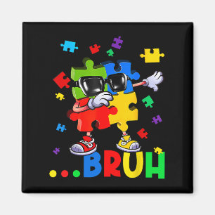 Bruh Dabbing Puzzle Autism Awareness Teens Boys Ki Magnet